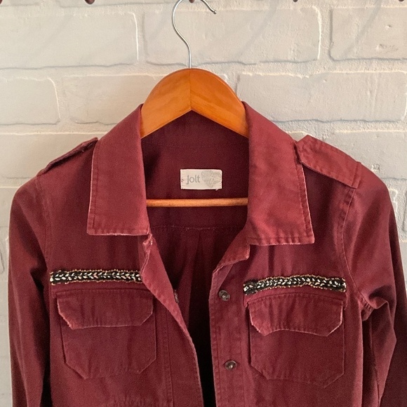 Vintage 1990s/Y2K Burgundy/Red wine Lightweight denim-like cotton Size XS - Picture 9 of 11